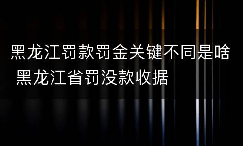 黑龙江罚款罚金关键不同是啥 黑龙江省罚没款收据
