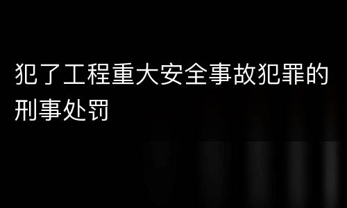 犯了工程重大安全事故犯罪的刑事处罚