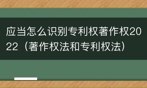 应当怎么识别专利权著作权2022（著作权法和专利权法）