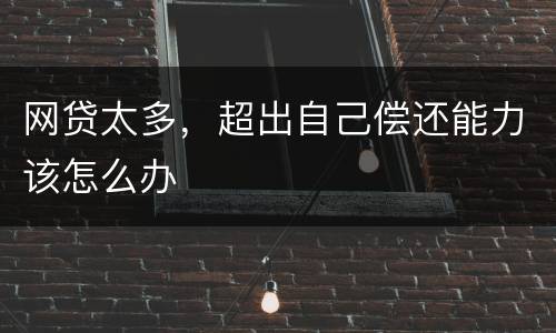 网贷太多，超出自己偿还能力该怎么办