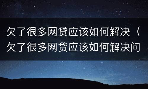 欠了很多网贷应该如何解决（欠了很多网贷应该如何解决问题）