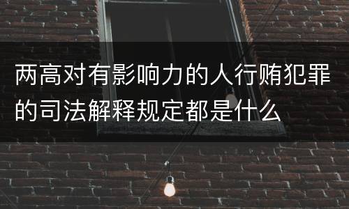 两高对有影响力的人行贿犯罪的司法解释规定都是什么