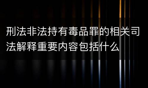 刑法非法持有毒品罪的相关司法解释重要内容包括什么