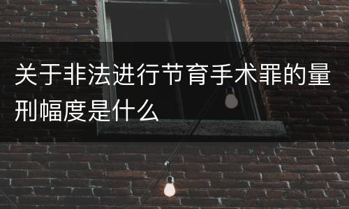 关于非法进行节育手术罪的量刑幅度是什么
