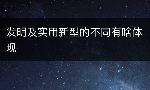 发明及实用新型的不同有啥体现
