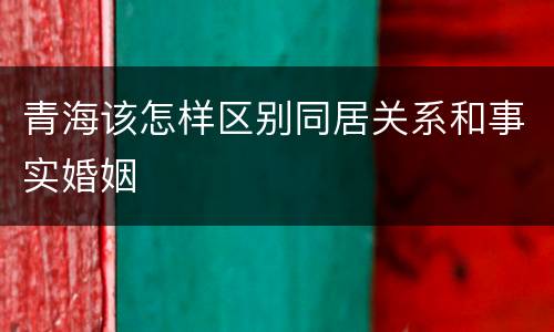 青海该怎样区别同居关系和事实婚姻