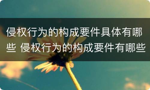 侵权行为的构成要件具体有哪些 侵权行为的构成要件有哪些?