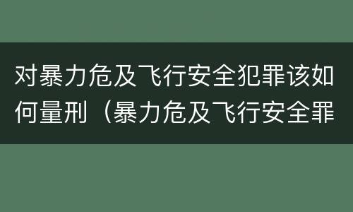 对暴力危及飞行安全犯罪该如何量刑（暴力危及飞行安全罪是危险犯吗）