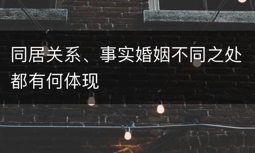 同居关系、事实婚姻不同之处都有何体现