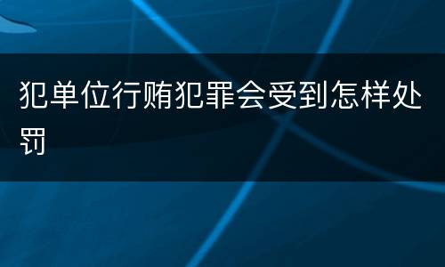 犯单位行贿犯罪会受到怎样处罚