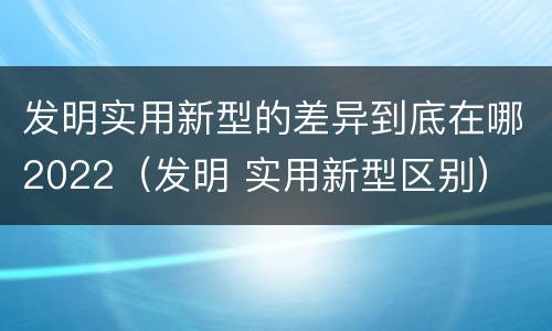 发明实用新型的差异到底在哪2022（发明 实用新型区别）