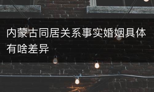 内蒙古同居关系事实婚姻具体有啥差异