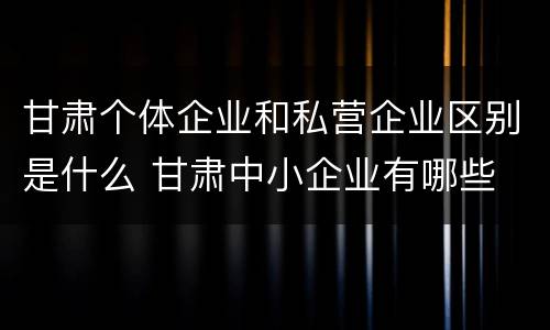 甘肃个体企业和私营企业区别是什么 甘肃中小企业有哪些