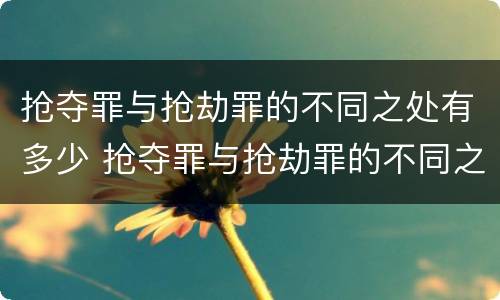 抢夺罪与抢劫罪的不同之处有多少 抢夺罪与抢劫罪的不同之处有多少个