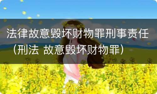 法律故意毁坏财物罪刑事责任（刑法 故意毁坏财物罪）