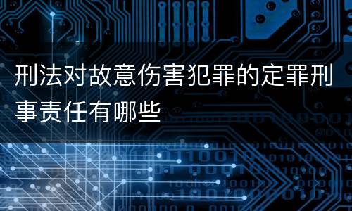 刑法对故意伤害犯罪的定罪刑事责任有哪些