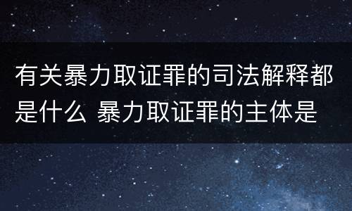 有关暴力取证罪的司法解释都是什么 暴力取证罪的主体是