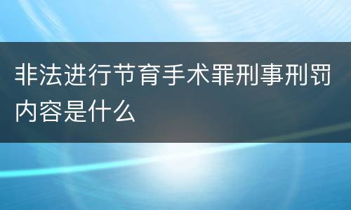 非法进行节育手术罪刑事刑罚内容是什么