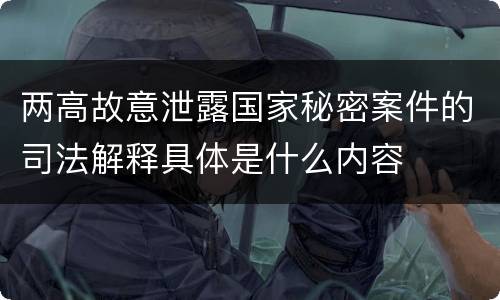 两高故意泄露国家秘密案件的司法解释具体是什么内容