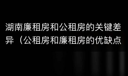 湖南廉租房和公租房的关键差异（公租房和廉租房的优缺点）