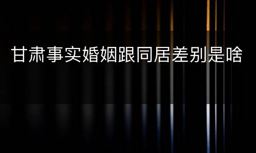 甘肃事实婚姻跟同居差别是啥