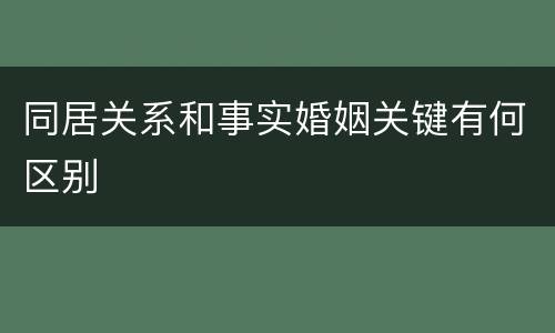 同居关系和事实婚姻关键有何区别