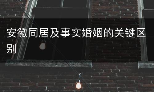 安徽同居及事实婚姻的关键区别