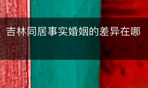 吉林同居事实婚姻的差异在哪
