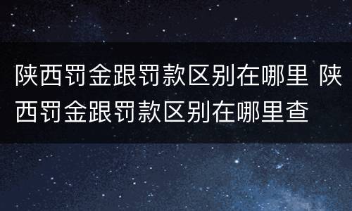 陕西罚金跟罚款区别在哪里 陕西罚金跟罚款区别在哪里查