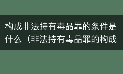 构成非法持有毒品罪的条件是什么（非法持有毒品罪的构成要件）