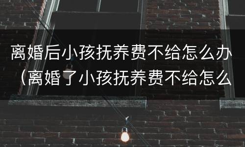离婚后小孩抚养费不给怎么办（离婚了小孩抚养费不给怎么办）