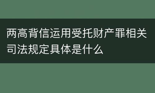 两高背信运用受托财产罪相关司法规定具体是什么
