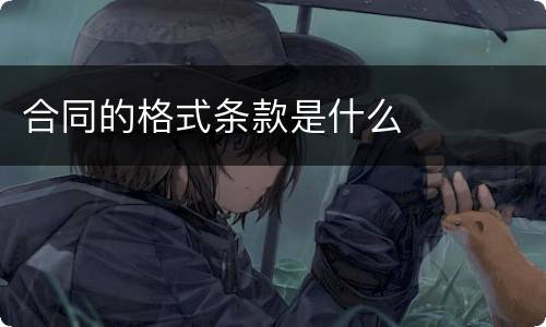 合同的格式条款是什么