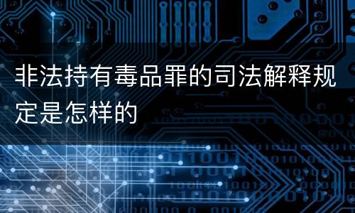非法持有毒品罪的司法解释规定是怎样的