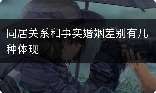 同居关系和事实婚姻差别有几种体现
