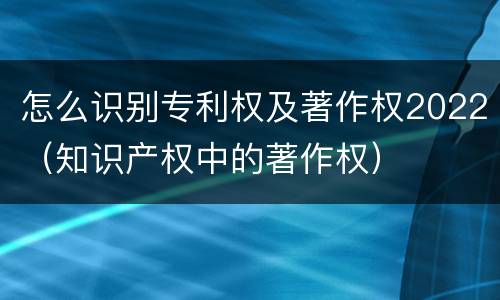 怎么识别专利权及著作权2022（知识产权中的著作权）