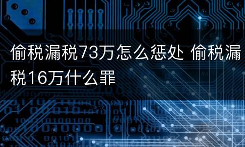 偷税漏税73万怎么惩处 偷税漏税16万什么罪