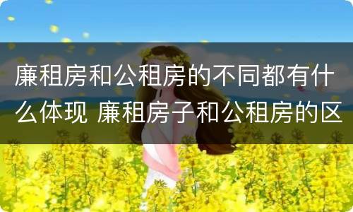 廉租房和公租房的不同都有什么体现 廉租房子和公租房的区别