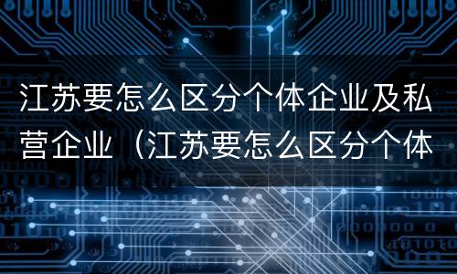 江苏要怎么区分个体企业及私营企业（江苏要怎么区分个体企业及私营企业的区别）