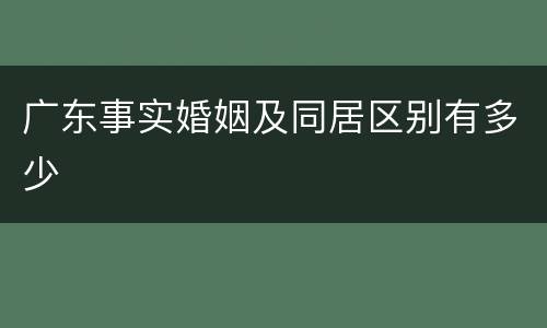 广东事实婚姻及同居区别有多少