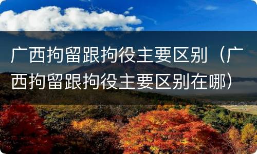 广西拘留跟拘役主要区别（广西拘留跟拘役主要区别在哪）