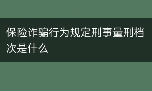 保险诈骗行为规定刑事量刑档次是什么