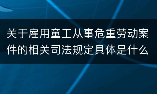 关于雇用童工从事危重劳动案件的相关司法规定具体是什么重要内容