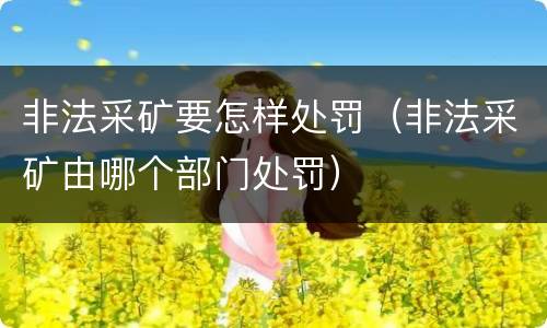 非法采矿要怎样处罚（非法采矿由哪个部门处罚）