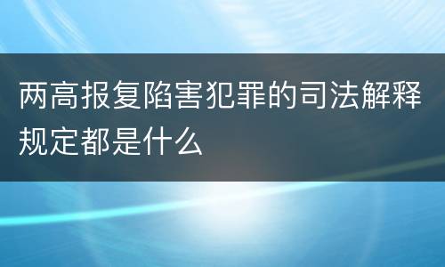 两高报复陷害犯罪的司法解释规定都是什么