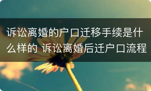 诉讼离婚的户口迁移手续是什么样的 诉讼离婚后迁户口流程