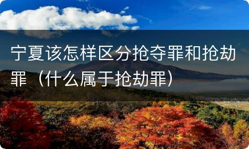宁夏该怎样区分抢夺罪和抢劫罪（什么属于抢劫罪）