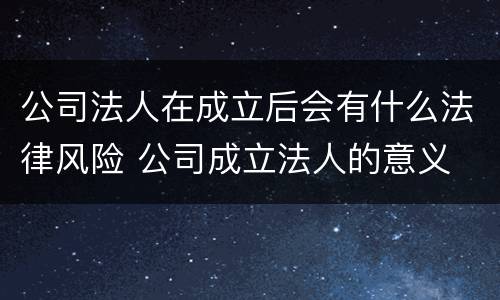 公司法人在成立后会有什么法律风险 公司成立法人的意义