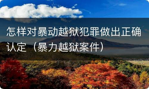 怎样对暴动越狱犯罪做出正确认定（暴力越狱案件）