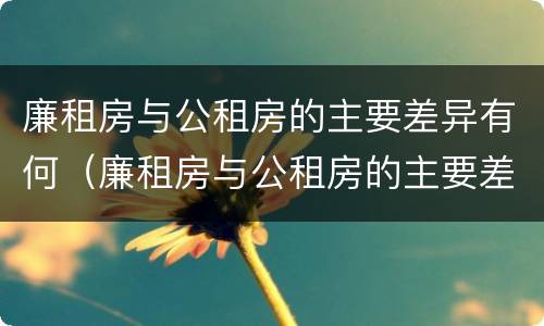 廉租房与公租房的主要差异有何（廉租房与公租房的主要差异有何区别）
